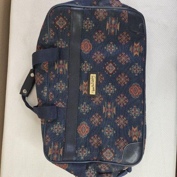 Vtg 90s Diane Von Furstenburg Navajo Aztec Print Tapestry Weekend Bag - Picture 2 of 11